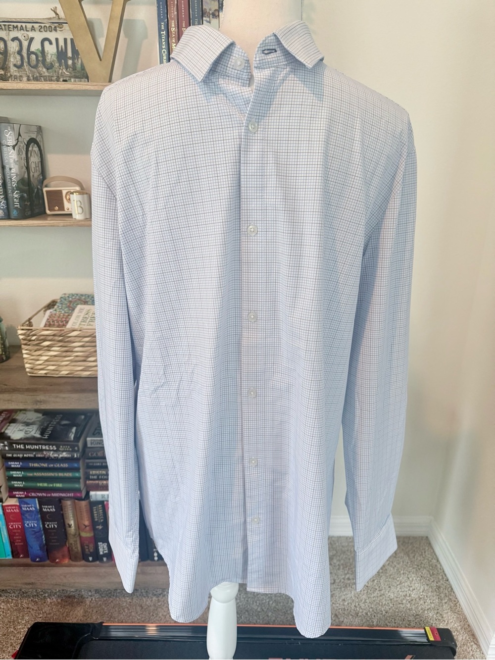 Mizzen+Main Men's Light Blue Micro-Check Dress Shirt